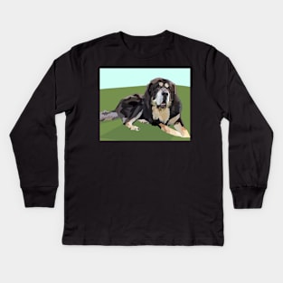 Tibetan Mastiff Big Fluffy Dog Kids Long Sleeve T-Shirt